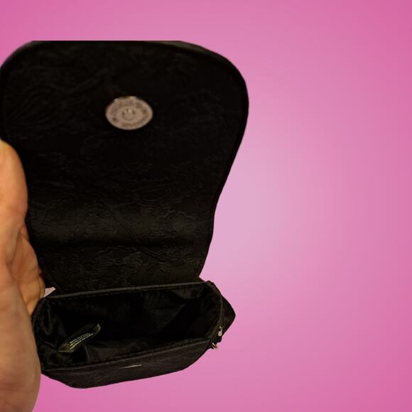 Womens Multisac Small Black Floral Crossbody Bag with Snap Closure - Picture 5 of 10